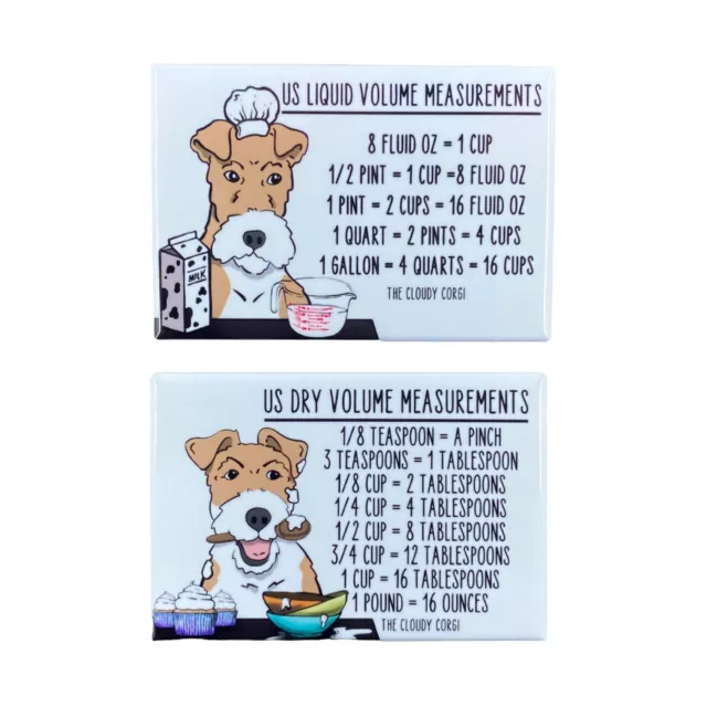 Wire Fox Terrier Dog Measuring Chart Magnet Set Kitchen Cooking and Baking Guide