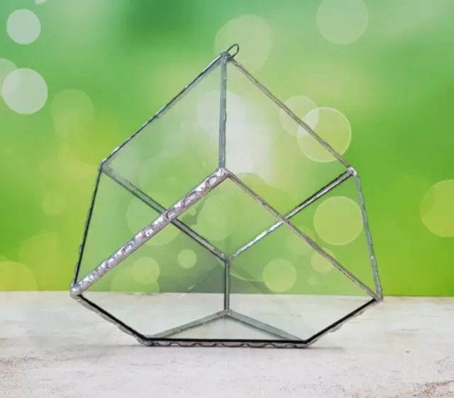 Stained Glass Terrarium Cube Geometric Transparent 2 mm Planter For Indoor