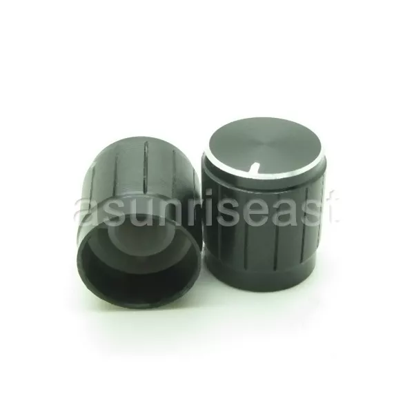 10 x Black Rotary Cap Aluminum Knob for 6mm Knurled Splined Shaft Potentiometer