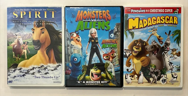 DREAMWORKS MOVIE DVD - Spirit, Madagascar, Monsters vs Aliens (English