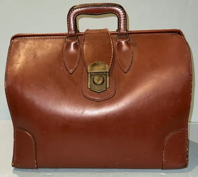 Vintage Leather Doctors Bag Luggage Brown  Carry on Luggage Briefcase