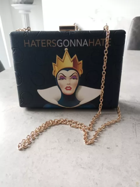 Disney Snow White Evil Queen "HATERS GONNA HATE" Black Clutch /Shoulder Handbag