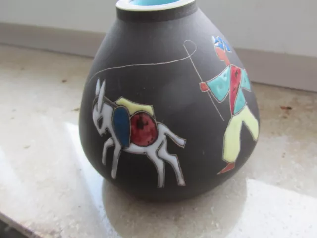 KERAMIK Vase "Arno Kiechle" Emaille Malerei Kunst 50er Jahre