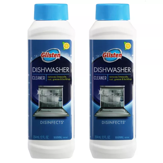 Glisten Dishwasher Sanitiser Cleaner Limescale CLEAN Cleanser 354ml Fresh x 2