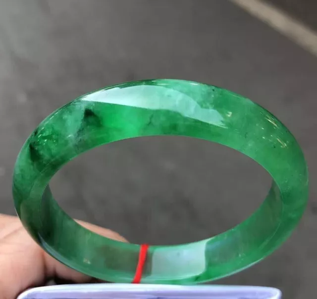Certified Natural Grade AAA Icy Green Burmese Jade jadeite bracelet bangle 59mm