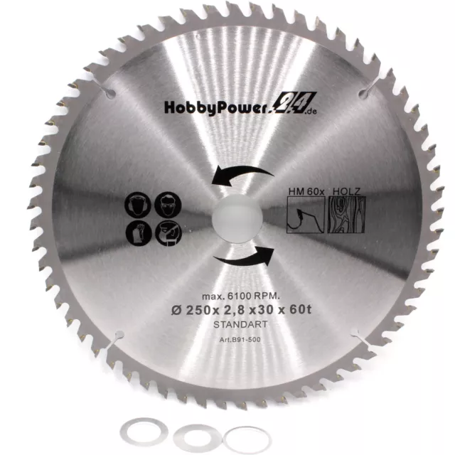 1x Lama Sega 60 Denti 250mm Per Güde Circolare da Tavolo TK 2500 / Gtk Al