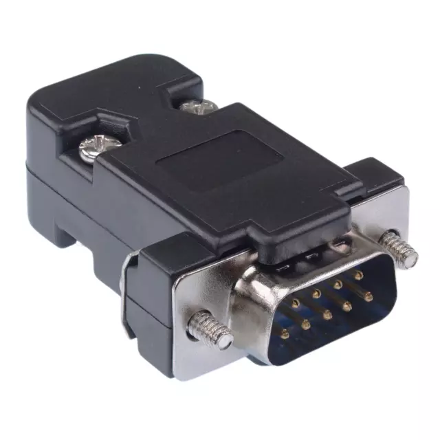 9 Way DB9 D Sub Connector Male Plug with Black Hood Cover