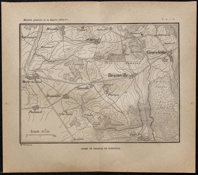 1898ca - Bataille de Mars-la-Tour - Carte guerre 1870 - Rezonville - Metz