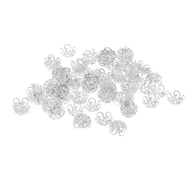 100x Perlenkappen 10mm   Antik Silber Blumen Perlkappen Spacer Schmuck