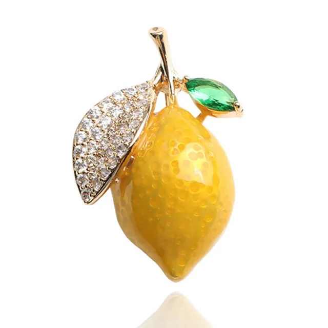 Enamel Yellow Lemon Brooches For Women Wedding Party Causal Brooch Pins Gi#DC