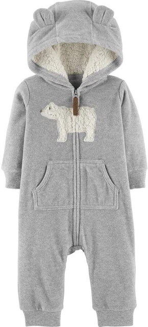 NWT Carter's 9 Months Polar Bear Neutral Coverall Grey One Piece Zip Outfit