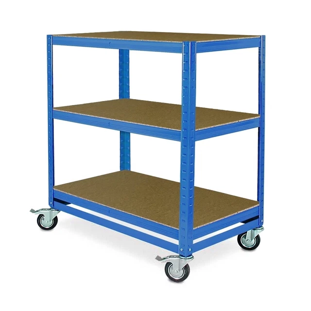 Carrello commissionatore/carrello a pavimento, 3 livelli, blu, LxTxA 900x500x1030 mm, Trg 200 kg