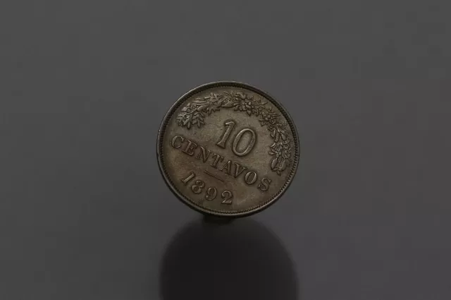 🧭 🇧🇴 Bolivia 10 CENTAVOS 1892 SHARP DETAILS B58 #Z8035