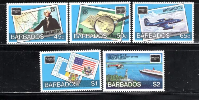 Barbados Stamp Scott #682-686, AMERIPEX '86, Set of 5, MLH, SCV$12.00
