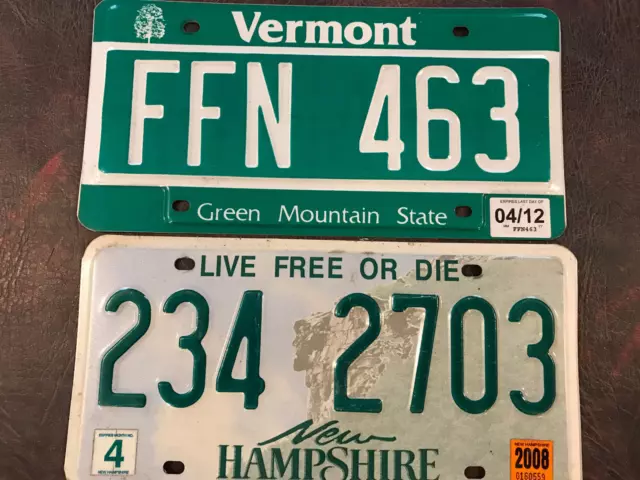New Hampshire Vermont License Plate Lot Maple Tree Old Man On The Mountain