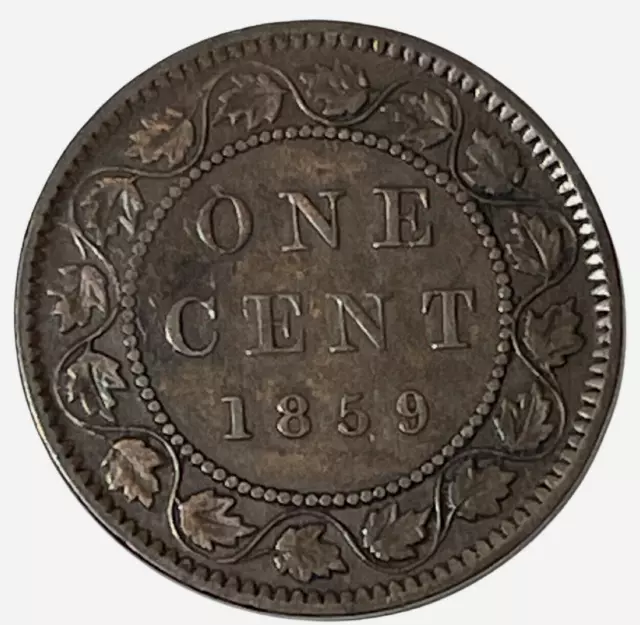 1859 Narrow 9 Canadian Large One Cent Coin Canada Queen Victoria KM 1 Lot A5-423