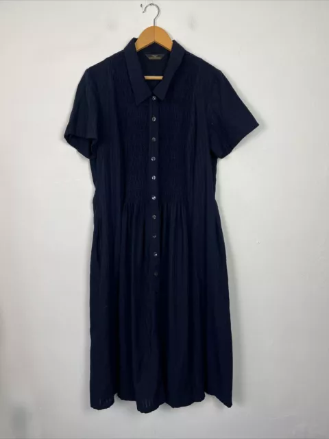 Womens St Michaels Black Blue Sleeve Fit & Flare Picnic Dress Size UK 16 VTG