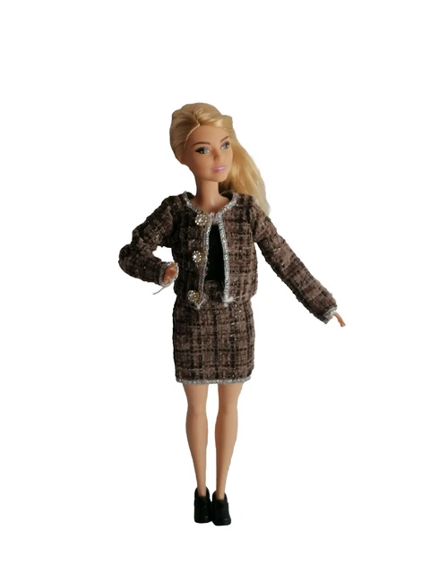 Vêtements de poupée Barbie Costume Marron et Blanc