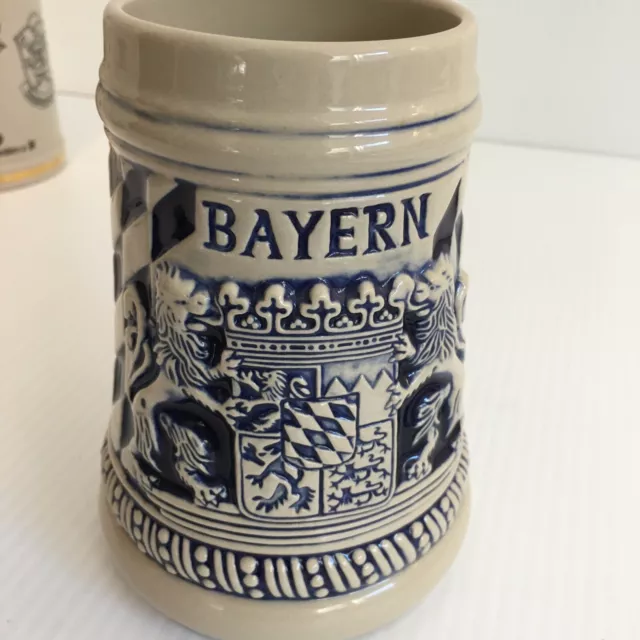 German Beer Stein Gerz Bayern Bavaria Crest  Mug Pottery West Germany
