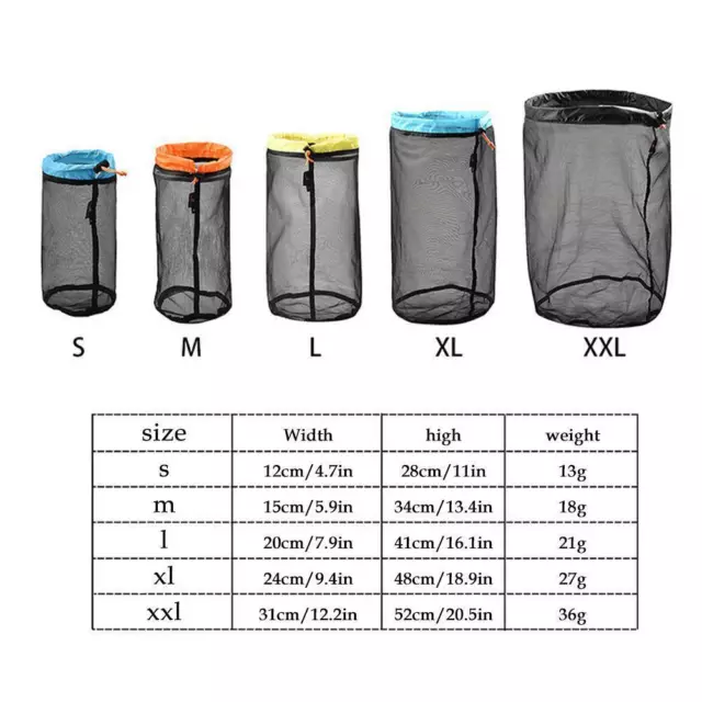 UltraLight Mesh Stuff Sack Storage Bag Drawstring Bag W For Travel Camping Q3S0