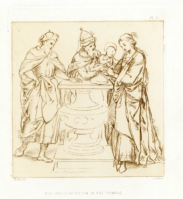 LA PRESENTAZIONE AL TEMPIO , da RAFFAELLO, acquaforte, 1879