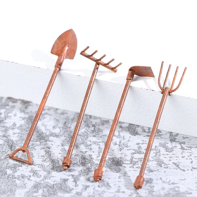 1:12 Dollhouse Mini Shovel Hoe And Pitchfork Farming Tools Fairy Garden ...