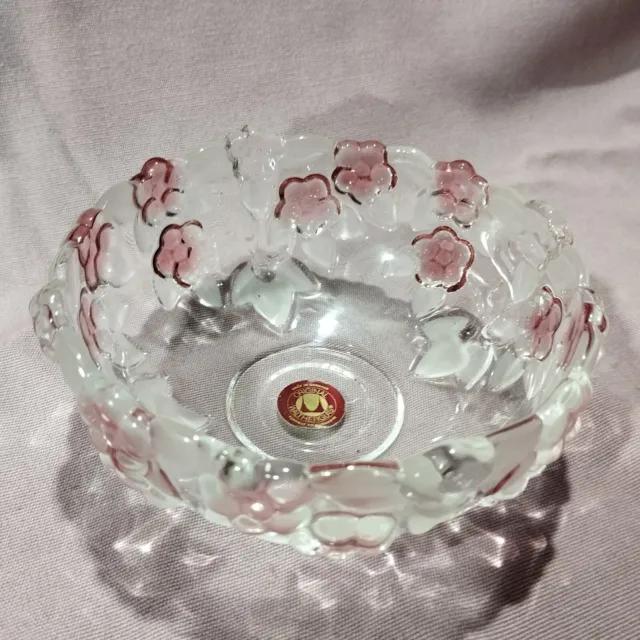 MIKASA Glass Bowl Bella Rosa Carmen Rose Raised Pink Roses Walther Glass 13cm