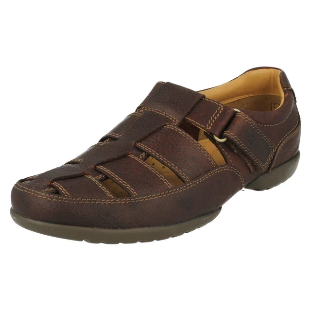 MENS CLARKS 'RECLINE Open' Leather Casual Closed Toe Sandals H