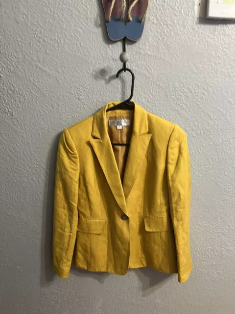 Tahari Arthur S Levine  0P Gold Mustard Blazer Jacket Womens