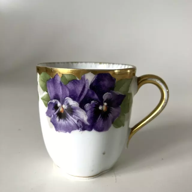 Antique Rosenthal Purple Pansy Demitasse Cup Viktoria Luise Chrysantheme Pretty!