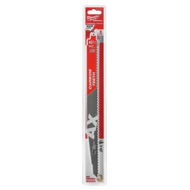 Milwuakee 48-00-5527 12" 5 Tpi Ax Carbide Teeth Sawzall Blades