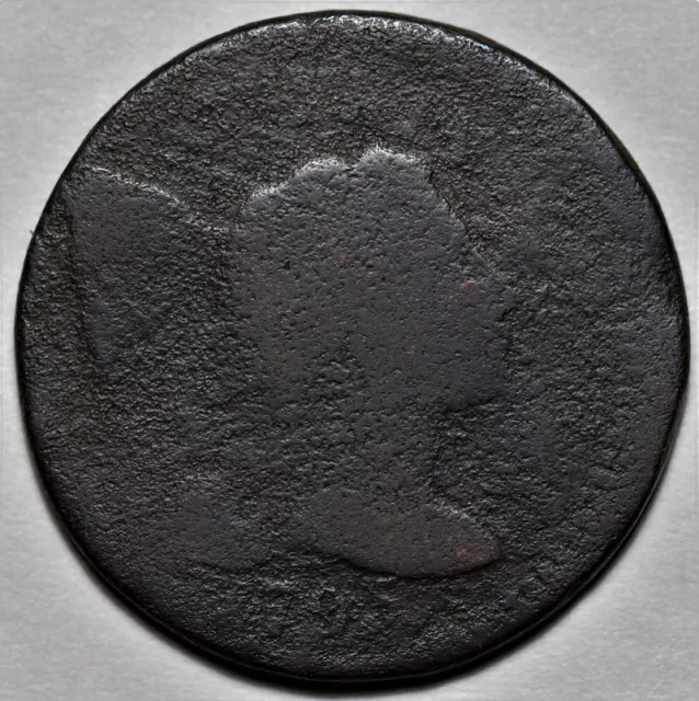 1795 Liberty Cap Large Cent - Plain Edge - Off Center - US 1c Copper Penny - L44