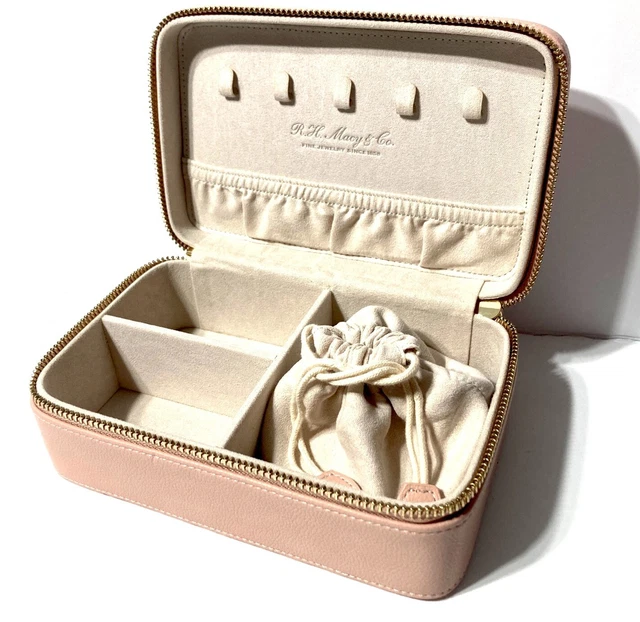 Brand New Wolf Designs Rectangular Zip Jewelry Case Blush Vegan Leather Nwt