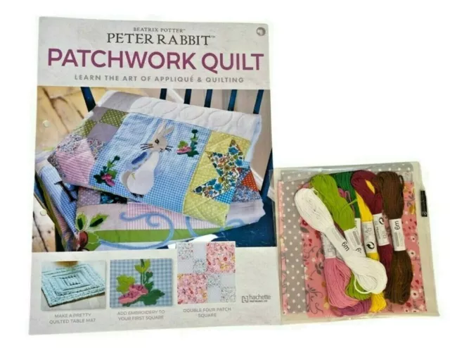 PATCHWORK QUILT KIT  MAGAZINE +Yarn + fabric BEATRIX POTTER PETER RABBIT