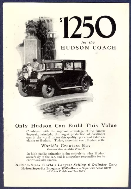 1925 Hudson automobile advertisement, Hudson Motor Car Co coach model