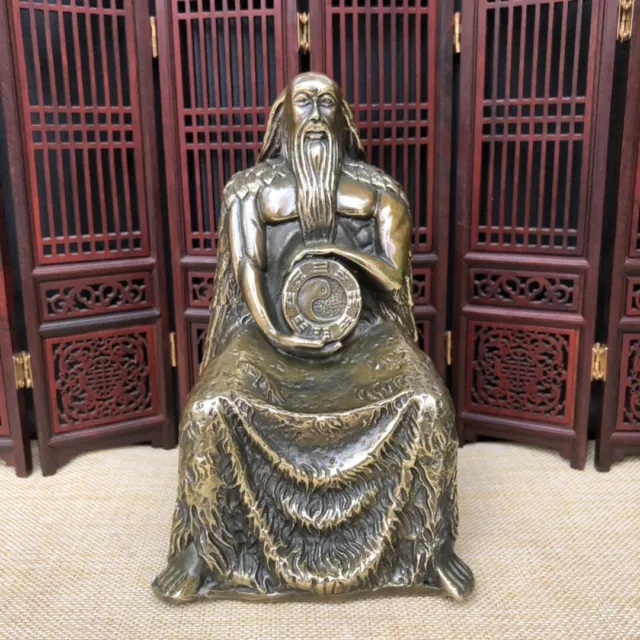 Chinese Copper bronze Handmade Carved ancient figure of Buddha Wang Fuxi statue