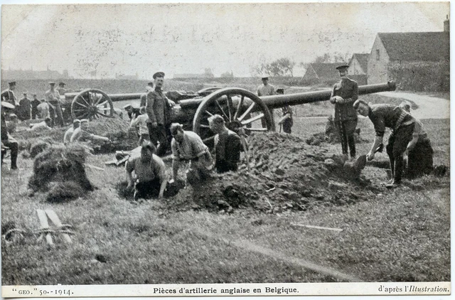 Ww1 // Cpa / Military War // English Artillery Pieces In Belgium