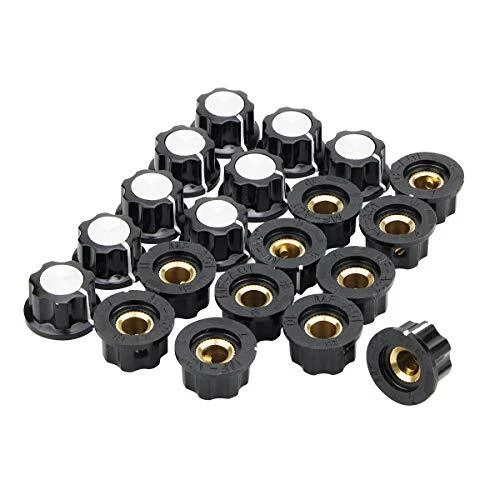 A01 Silver Tone Top Potentiometer Volume Control Rotary Knobs 6mm Shaft Hole 20p