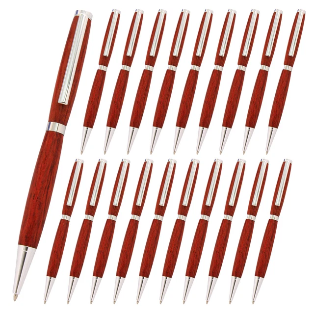 Kit de bolígrafos Slimline, acabado plateado, paquete de 20, torneado en madera heredado