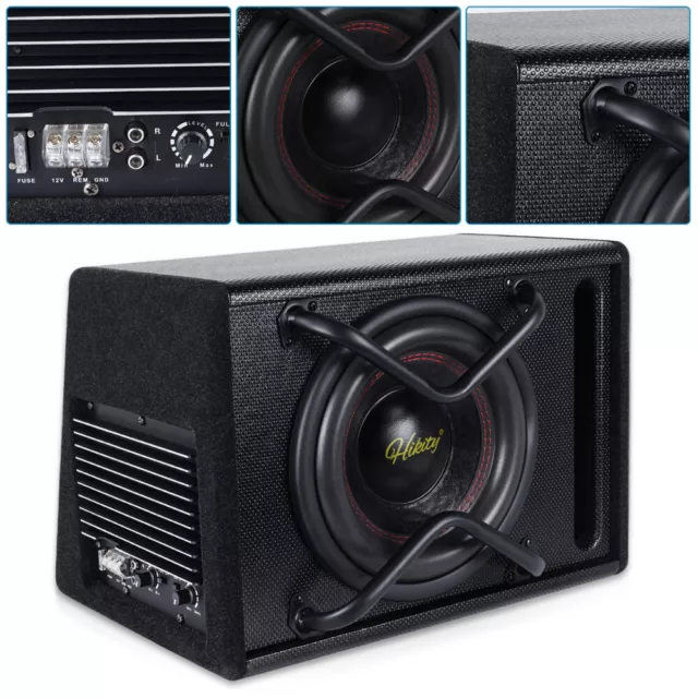 Hikity 5800 Watt 30cm 10" Aktiv Subwoofer Kofferraum Bassreflex Auto + Kabelset