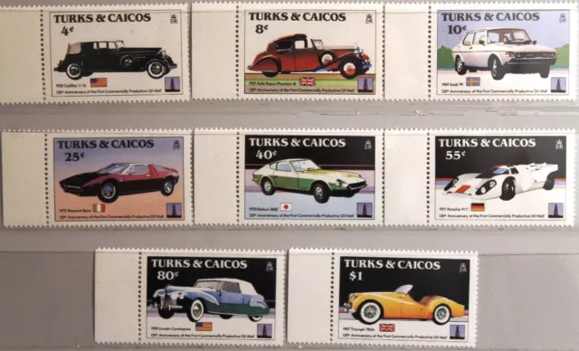 TURKS CAICOS 1984 685-92 Block 48 Automobile Autos Vintage Classic Cars MNH