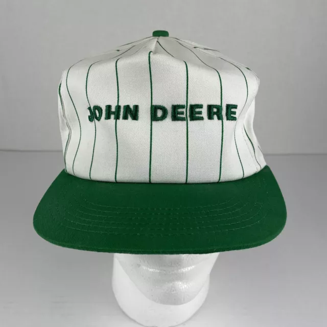 Vintage K-Products John Deere Snapback Hat Cap White Green