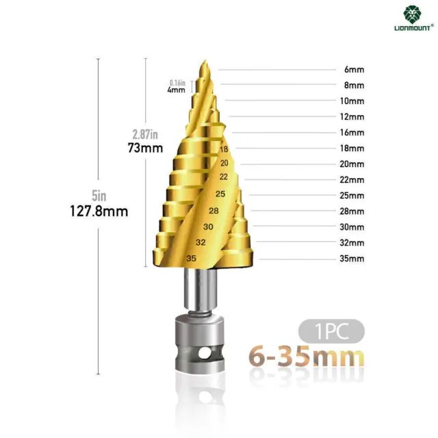 Step Drill Bit HSS Titanium Coated Cone Hole Cutter for Impact Wrench Chuck 4-25