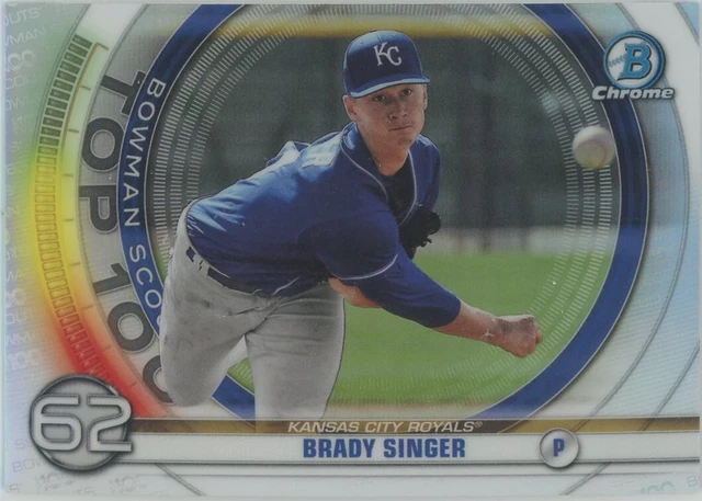 2020 Bowman Chrome Brady Singer Rookie Scouts Top 100 Kansas City Royals RC
