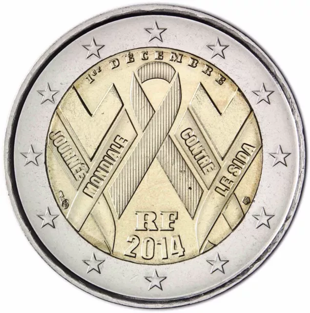 Frankreich Münze 2 Euro Welt Aids Tag Stgl Gedenkmünze 2014 Prägefrisch