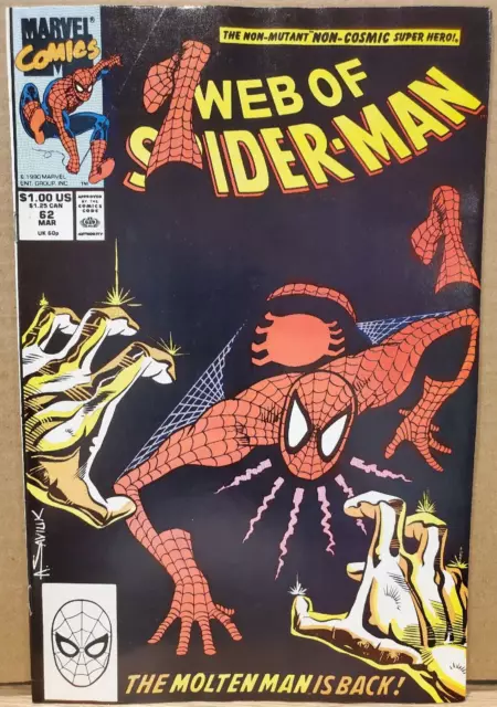 Web of Spider-Man 62 Molten Man Gerry Conway Alex Saviuk 1990 Marvel Comics