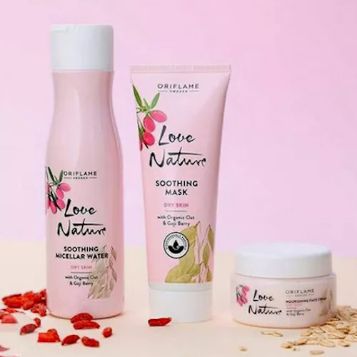 Love Nature SOOTHING Micellar Water + Mask + Face Cream dry skin Goji Oriflame