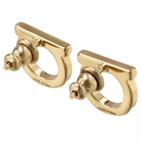 Salvatore Ferragamo Gancini Stud Earrings (L) 12mm 760119 0039 Gold 2