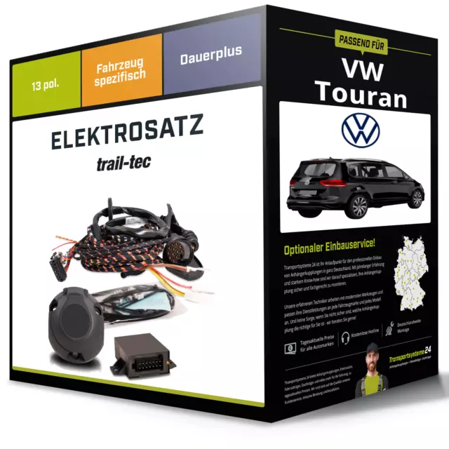 Elektrosatz 13-pol spezifisch für VW Touran 05.2015-jetzt NEU inkl. EBA