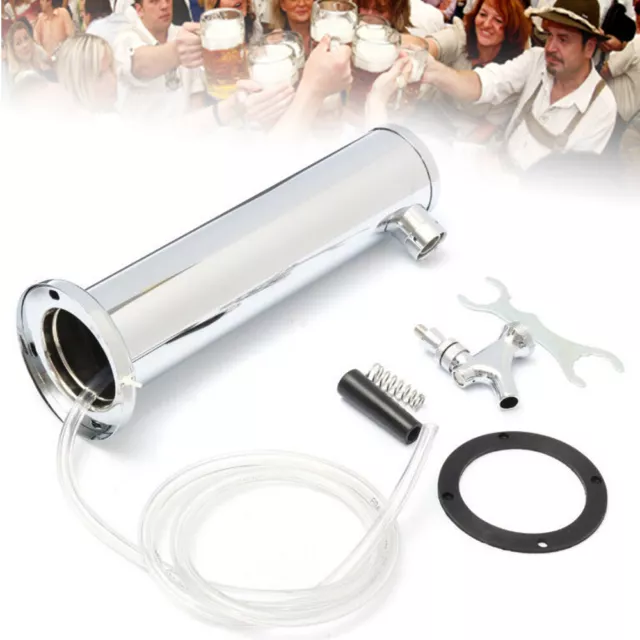3" Single Tap Edelstahl Einkopf-Weinsäule Fassbierturm Bierzapfanlage Silber